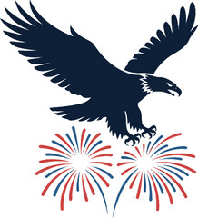 Obraz premium Happy Independence Day, 4th July silhouette vector illustration,n white background