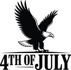 Obraz premium Happy Independence Day, 4th July silhouette vector illustration,n white background