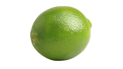 a lime with a green stem on a white surface