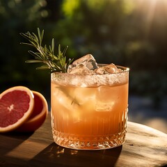 Refreshing Ruby Red Grapefruit Cocktail with Rosemary and a Salty Rim