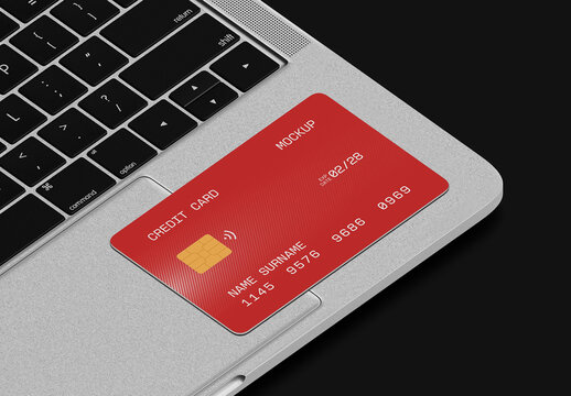 Credit Card on a Laptop Keyboard Mockup