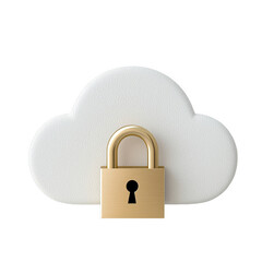 Cloud icon with padlock symbolizes data security and privacy. This represents concept of secure cloud storage and protection of information