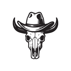 buffalo skull wearing a cowboy hat