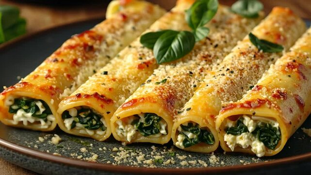Delicious Baked Cannelloni with Spinach and Ricotta Cheese