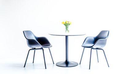 Fototapeta premium Modern Table and Chairs on White Background