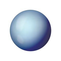 Glass blue ball or precious pearl. Glossy realistic ball, 3D sphere. Abstract vector illustration highlighted on a white background. Big metal bubble with shadow.
