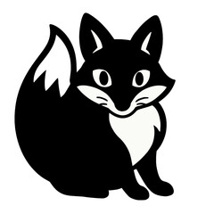 Obraz premium Cute cartoon fox in black and white vector style on white background