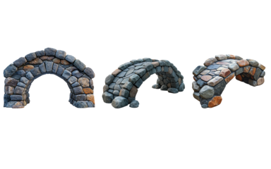  Collection set of  stone bridges isolated on transparent white background, clipping path ,png