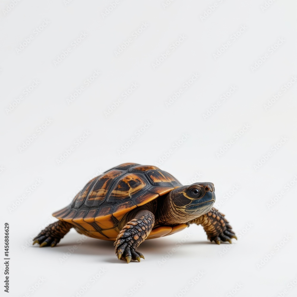 Fototapete create a close up image of a turtle on a white background using technology, the turtle should be pos