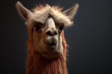Obraz premium Brown alpaca with a dark background.