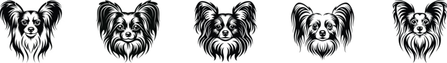 Dog Head Silhouettes Collection, Black Dog Head Vector Illustrations, Minimalistic Pet Designs