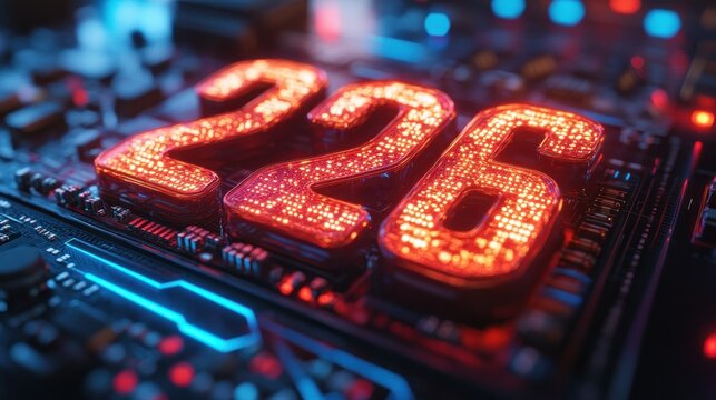 Glowing numbers on circuit board