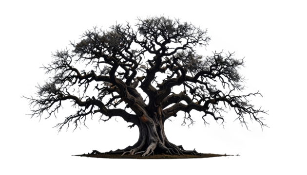 Silhouette of a tree isolated on transparent background.