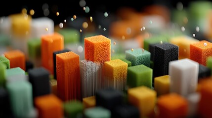 moving cubes with different colors abstract 3d animation.stock photo