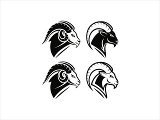 Black and White Ram Goat Head Logos