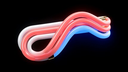 Neon Wave Abstract 3D Art with Pink, Blue, and White.