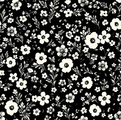 seamless black and white floral pattern