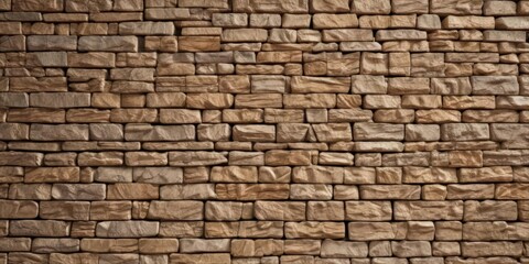 Obraz premium Warm-toned stacked stone wall, horizontal lines, natural light , autumnal, seamless