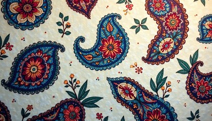 Subtle muted paisley pattern on textured surface , minimal, seamless, sophisticated