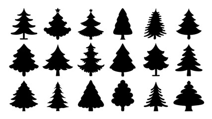 Obraz premium set of xmas tree silhouette vector on tranparent background