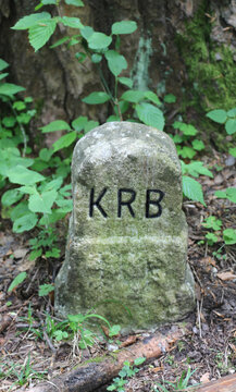 acronym KRB in the old boundary marker is the name of the Ancient Rail Transport Company called Kronprinz Rudolf Bahn or Baiser Reich Bahn opened in 1867 and closed on 1887