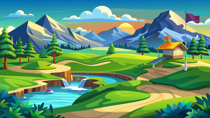 Obraz premium Scenic Golf Course View