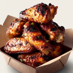 Delicious Grilled Chicken Wings HighResolution Food Photography isolated on white Background