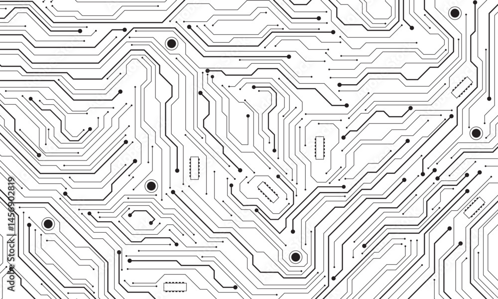 Aufkleber abstract black circuit board technology connected lines electronics elements computer motherboard ch