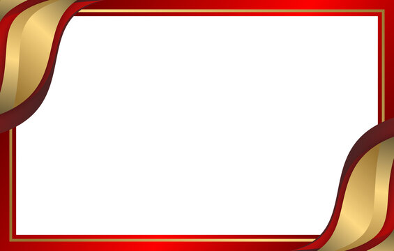 A vector illustration design features a red and yellow banner background with a decorative red frame border for text