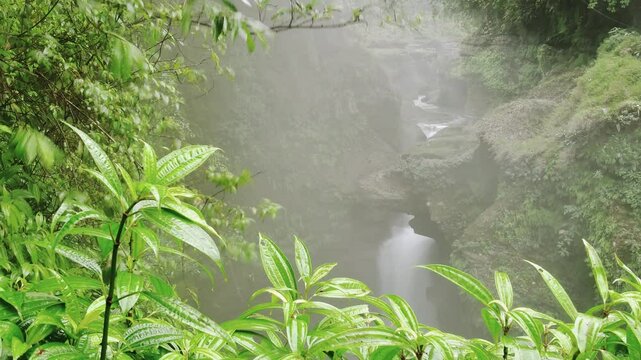 Timelapse Davi's waterfall time lapse panorama. Davis falls famous landmark attraction in Pokhara. Famous mysterious waterfall Nepal. Unique geological site hidden gem in Nepal