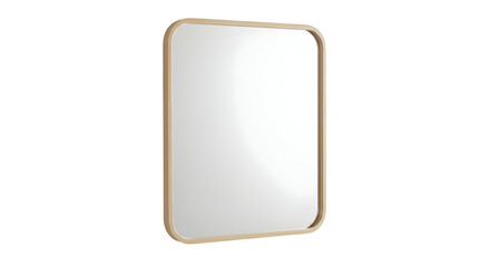 Light beige wood framed rectangular wall mirror
