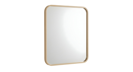Light beige wood framed rectangular wall mirror