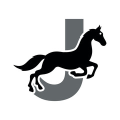 Initial Hores Logo combine with letter J vector template