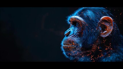video of Abstract representation of a monkey head with neural connections in the brain banner