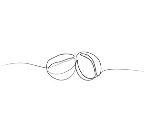 One continuous line drawing of a coffee bean. Vector illustration. Coffee bean icon isolated