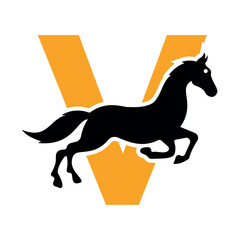 Initial Hores Logo combine with letter V vector template