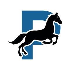 Initial Hores Logo combine with letter P vector template