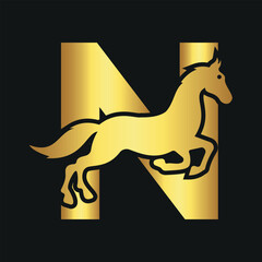 Initial Hores Logo combine with letter N vector template