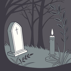 vector illustration of a candlestick with a candle