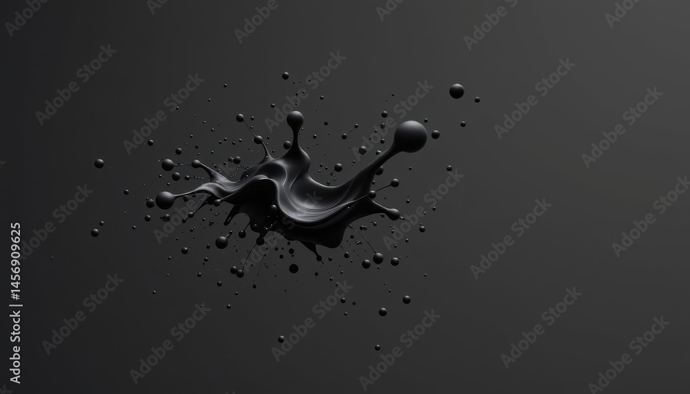 Poster create a captivating 3d animation depicting an abstract flying black blot against a black background