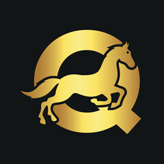 Initial Hores Logo combine with letter Q vector template