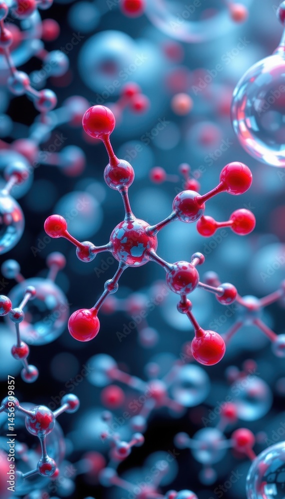 Aufkleber create a 3d illustration of a molecule model set against a science background, emphasizing the intri