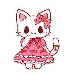 ポーズするロリータの白猫