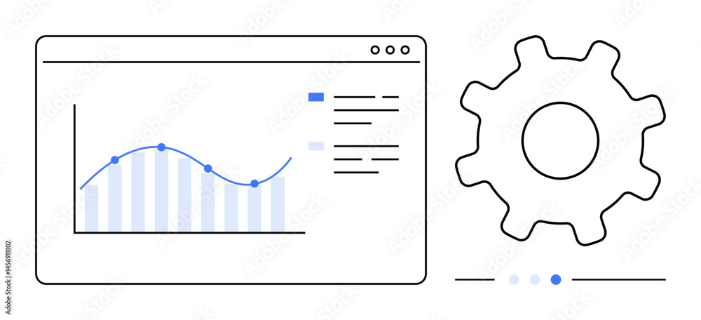 Poster graph with data points in a browser window and a gear symbol illustrate analytics, optimization, and