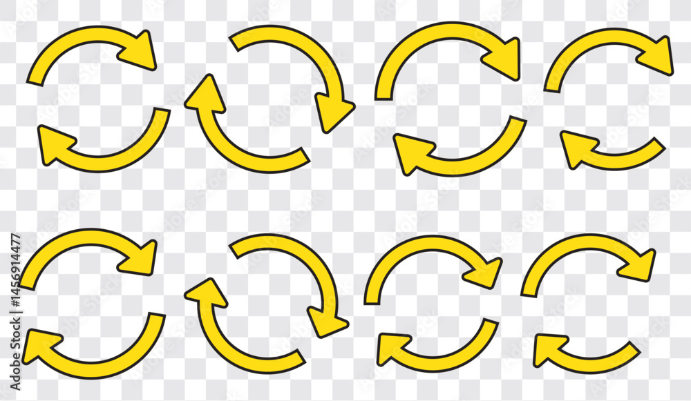 Poster circle arrow icon set. circular arrow icon, refresh, reload, rotation. repeat and reload icons set ,