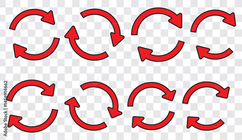 Poster circle arrow icon set. circular arrow icon, refresh, reload, rotation. repeat and reload icons set ,