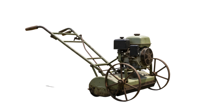 Vintage lawn mower isolated