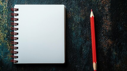 Blank notebook and pencil on dark background