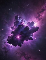 Purple cosmic nebula, glittering star cluster, galactic expanse  , beautiful, cosmos, astronomy