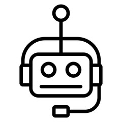 Customer Support Bot Vector Line Icon Design